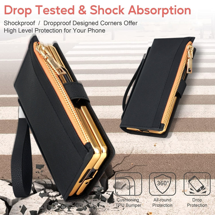 For Samsung Galaxy Z Fold6 VIETAO RFID Wallet Leather Phone Case with Wrist Strap(Black) - Galaxy Z Fold6 5G Cases by VIETAO | Online Shopping UK | buy2fix