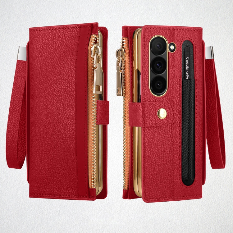 For Samsung Galaxy Z Fold6 VIETAO RFID Wallet Leather Phone Case with Wrist Strap(Red) - Galaxy Z Fold6 5G Cases by VIETAO | Online Shopping UK | buy2fix