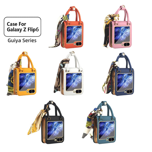 For Samsung Galaxy Z Flip6 / Flip7 FE Guiya Series Handbag Design Leather Phone Case(Orange) - Galaxy Z Flip6 5G Cases by buy2fix | Online Shopping UK | buy2fix