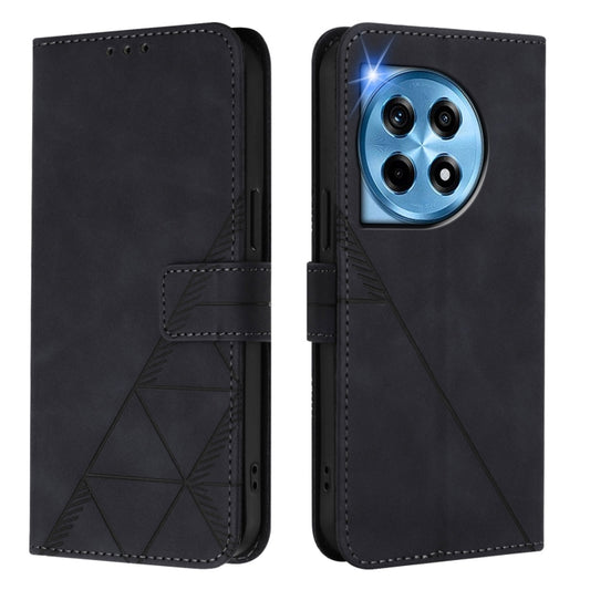 For OnePlus 12 5G Global Crossbody 3D Embossed Flip Leather Phone Case(Black) by buy2fix