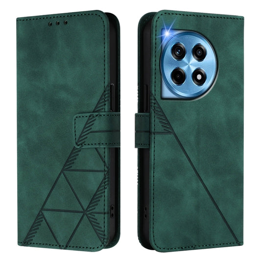 For OnePlus 12 5G Global Crossbody 3D Embossed Flip Leather Phone Case(Green) by buy2fix