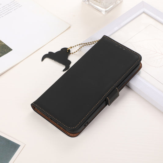 For Samsung Galaxy A26 5G Genuine Leather Magnetic RFID Leather Phone Case(Black) - Galaxy Phone Cases by buy2fix | Online Shopping UK | buy2fix
