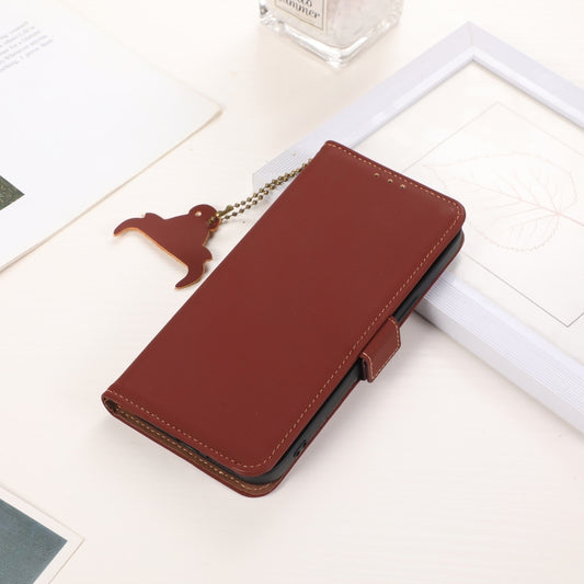 For Samsung Galaxy A26 5G Genuine Leather Magnetic RFID Leather Phone Case(Coffee) - Galaxy Phone Cases by buy2fix | Online Shopping UK | buy2fix