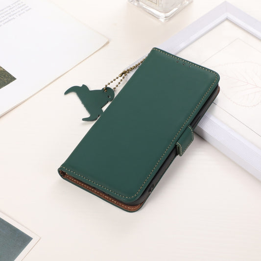 For Samsung Galaxy A26 5G Genuine Leather Magnetic RFID Leather Phone Case(Green) - Galaxy Phone Cases by buy2fix | Online Shopping UK | buy2fix