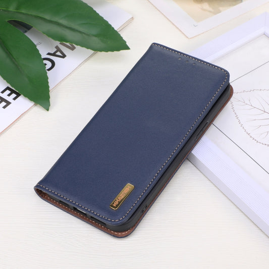 For Samsung Galaxy A36 KHAZNEH Nappa Top Layer Cowhide Leather Phone Case(Blue) - Galaxy Phone Cases by buy2fix | Online Shopping UK | buy2fix