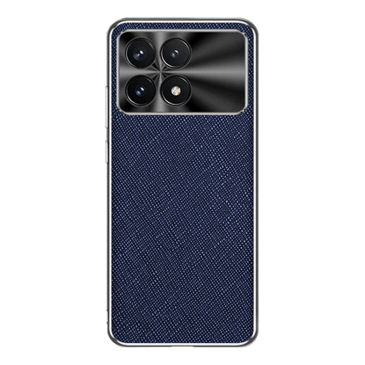 For Redmi K70 Silver Edge Cross Texture PU Leather Phone Case(Sapphire Blue) - Xiaomi Cases by buy2fix | Online Shopping UK | buy2fix