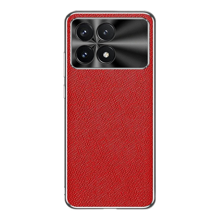 For Redmi K70 Silver Edge Cross Texture PU Leather Phone Case(Red) - Xiaomi Cases by buy2fix | Online Shopping UK | buy2fix