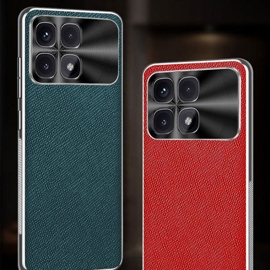 For Redmi K70 Silver Edge Cross Texture PU Leather Phone Case(Red) by buy2fix