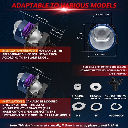 T04 Pair 3 inch Car Bifocal Matrix Light Source LED Lens Headlight, Left-hand Drive(Blue) by buy2fix