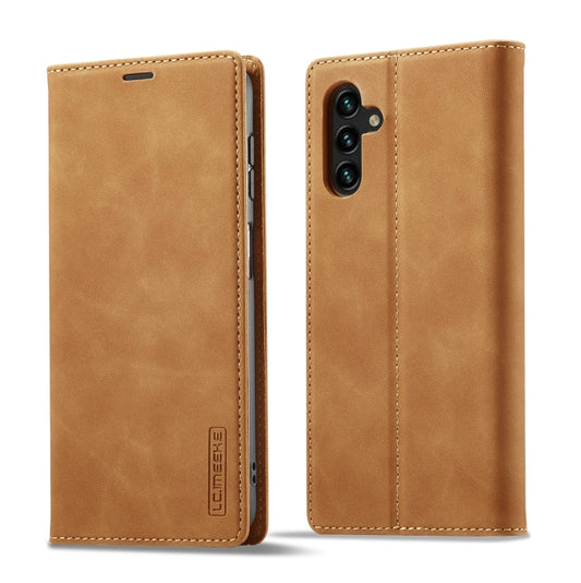 For Samsung Galaxy S24 FE 5G LC.IMEEKE Strong Magnetism Microfiber Leather Phone Case(Brown) by LC.IMEEKE