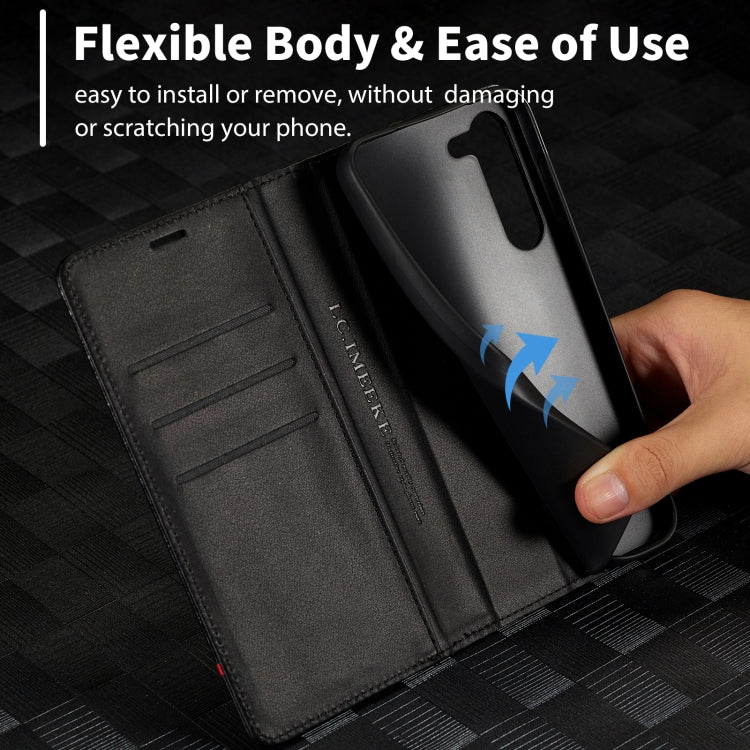 For Samsung Galaxy S25+ 5G LC.IMEEKE Carbon Fiber Leather Phone Case(Horizontal Black) by LC.IMEEKE