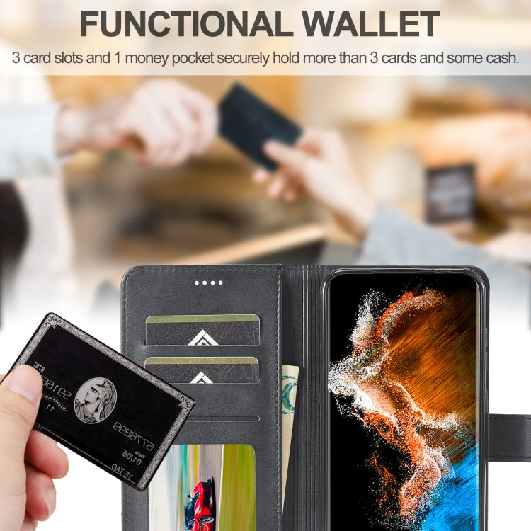 For Samsung Galaxy S25+ 5G LC.IMEEKE Calf Texture Leather Phone Case(Black) - Galaxy S25+ 5G Cases by LC.IMEEKE | Online Shopping UK | buy2fix