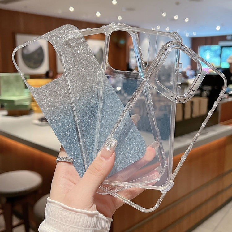 For iPhone 16 Plus TPU + PC + Glitter Paper Full Coverage Phone Case(Grey) by buy2fix