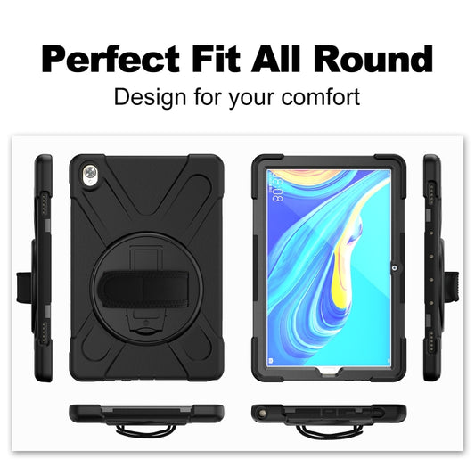 For Huawei MediaPad M6 10.8 Shockproof Colorful Silicone + PC Protective Case with Holder & Hand Grip Strap(Black) - Huawei by buy2fix | Online Shopping UK | buy2fix