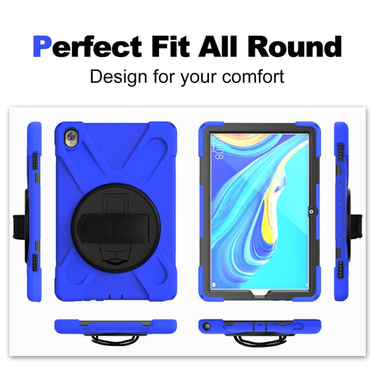 For Huawei MediaPad M6 10.8 Shockproof Colorful Silicone + PC Protective Case with Holder & Hand Grip Strap(Blue) - Huawei by buy2fix | Online Shopping UK | buy2fix