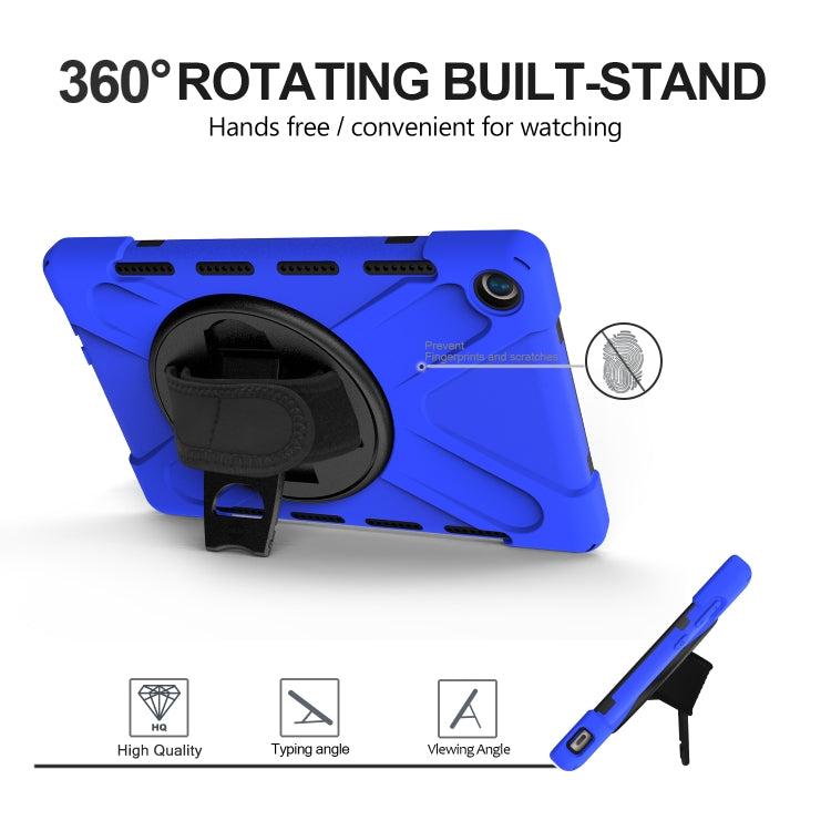 For Huawei MediaPad M5 10.8 Shockproof Colorful Silicone + PC Protective Case with Holder & Hand Grip Strap(Blue) - Huawei by buy2fix | Online Shopping UK | buy2fix