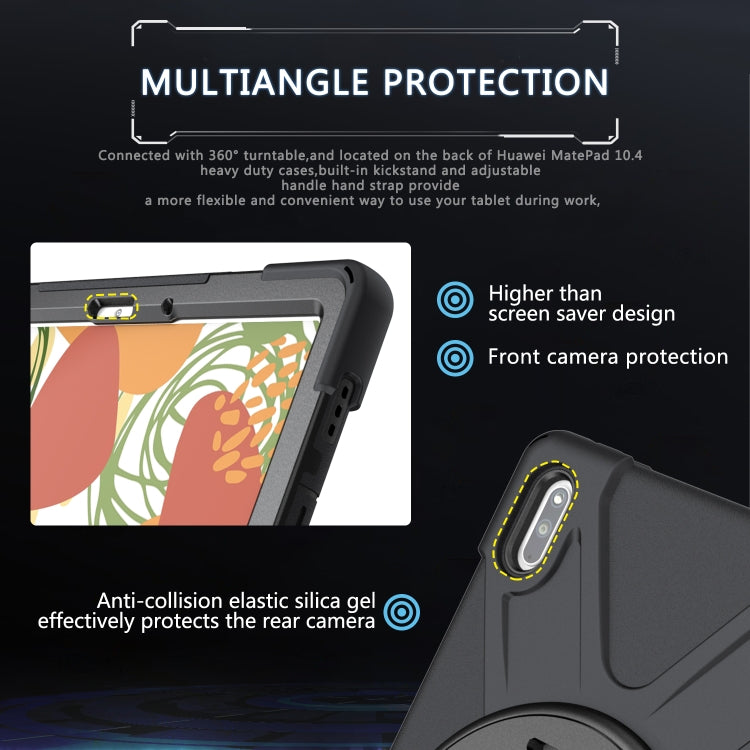 For Huawei MatePad 10.4 Shockproof Colorful Silicone + PC Protective Case with Holder & Hand Grip Strap(Black) - Huawei by buy2fix | Online Shopping UK | buy2fix