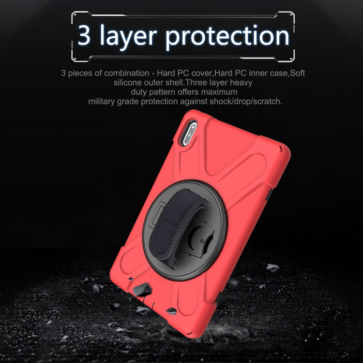 For Huawei MatePad 10.4 Shockproof Colorful Silicone + PC Protective Case with Holder & Hand Grip Strap(Red) - Huawei by buy2fix | Online Shopping UK | buy2fix