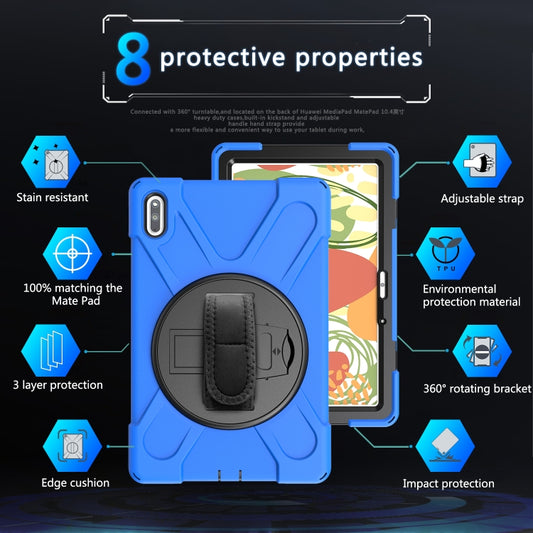 For Huawei MatePad 10.4 Shockproof Colorful Silicone + PC Protective Case with Holder & Hand Grip Strap(Blue) - Huawei by buy2fix | Online Shopping UK | buy2fix