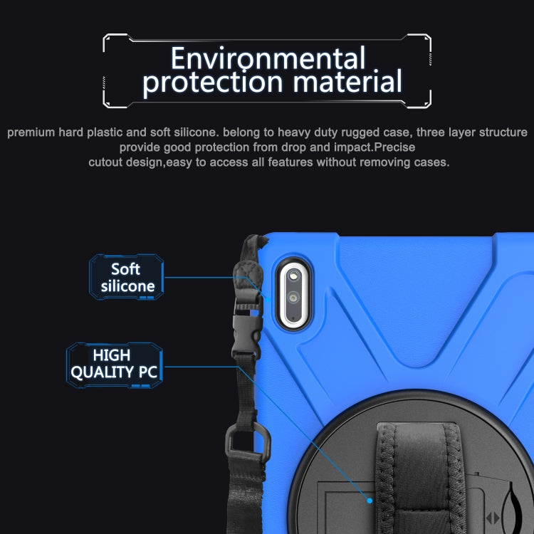 For Huawei MatePad 10.4 Shockproof Colorful Silicone + PC Protective Case with Holder & Hand Grip Strap(Blue) - Huawei by buy2fix | Online Shopping UK | buy2fix
