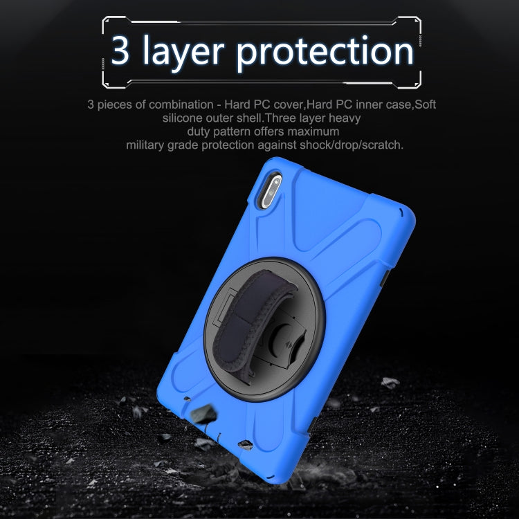 For Huawei MatePad 10.4 Shockproof Colorful Silicone + PC Protective Case with Holder & Hand Grip Strap(Blue) - Huawei by buy2fix | Online Shopping UK | buy2fix