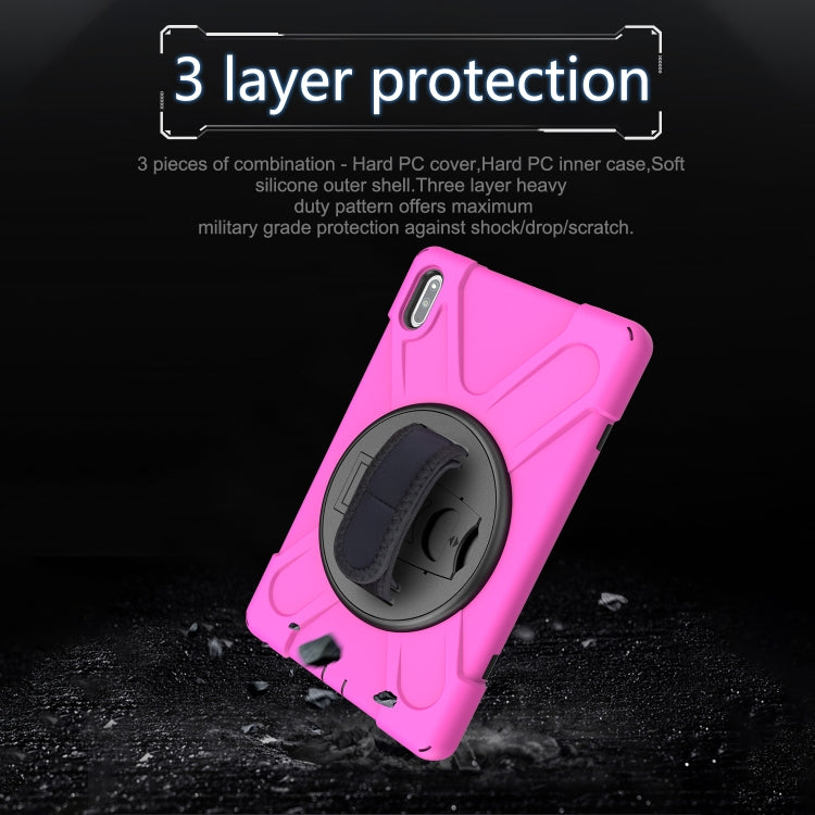 For Huawei MatePad 10.4 Shockproof Colorful Silicone + PC Protective Case with Holder & Hand Grip Strap(Rose Red) - Huawei by buy2fix | Online Shopping UK | buy2fix