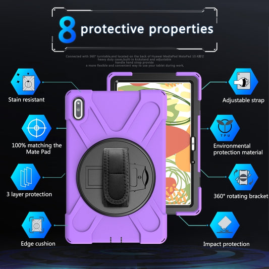 For Huawei MatePad 10.4 Shockproof Colorful Silicone + PC Protective Case with Holder & Hand Grip Strap(Purple) - Huawei by buy2fix | Online Shopping UK | buy2fix