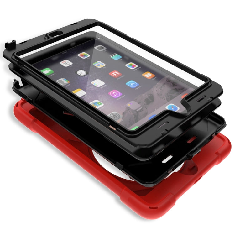 For iPad Mini 3 & 2 & 1 Shockproof Colorful Silicone + PC Protective Case with Holder & Hand Grip Strap(Red) - iPad Mini 4 & 3 & 2 & 1 Cases by buy2fix | Online Shopping UK | buy2fix