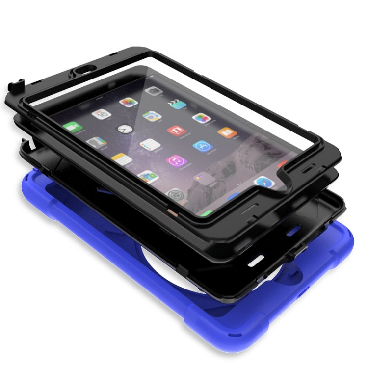 For iPad Mini 3 & 2 & 1 Shockproof Colorful Silicone + PC Protective Case with Holder & Hand Grip Strap(Blue) - iPad Mini 4 & 3 & 2 & 1 Cases by buy2fix | Online Shopping UK | buy2fix