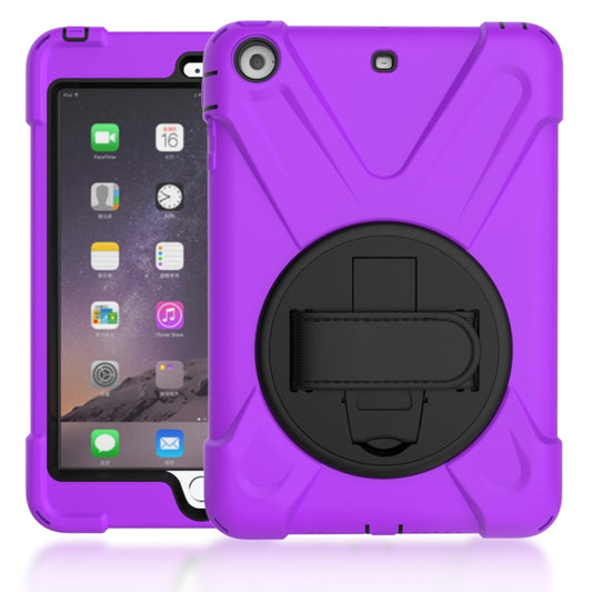 For iPad Mini 3 & 2 & 1 Shockproof Colorful Silicone + PC Protective Case with Holder & Hand Grip Strap(Purple) - iPad Mini 4 & 3 & 2 & 1 Cases by buy2fix | Online Shopping UK | buy2fix
