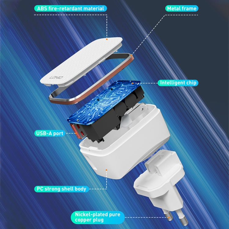 LDNIO A1204Q QC3.0 18W USB Fast Charger with 1m USB to Micro USB Cable, Plug Type:AU Plug(White Gold) - USB Charger by LDNIO | Online Shopping UK | buy2fix