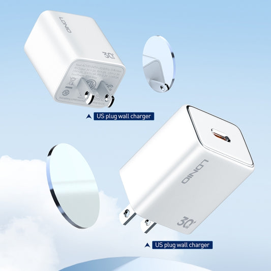 LDNIO A1508C PD30W USB-C / Type-C Fast Charger with 1m 8 Pin Cable(White) by LDNIO