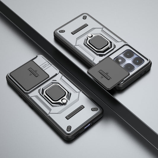 For Redmi K70 Ultra Global Sliding Camshield TPU + PC Shockproof Phone Case with Holder(Grey) by buy2fix