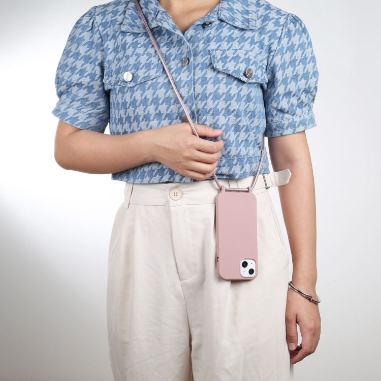 Candy Colors TPU Protective Phone Case with Lanyard For iPhone 16 Pro(Rose Gold) by buy2fix