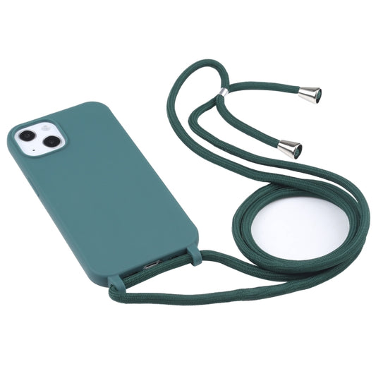 Candy Colors TPU Protective Phone Case with Lanyard For iPhone 16 Plus(Dark Green) by buy2fix
