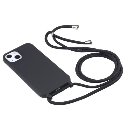 Candy Colors TPU Protective Phone Case with Lanyard For iPhone 16 Plus(Black) by buy2fix