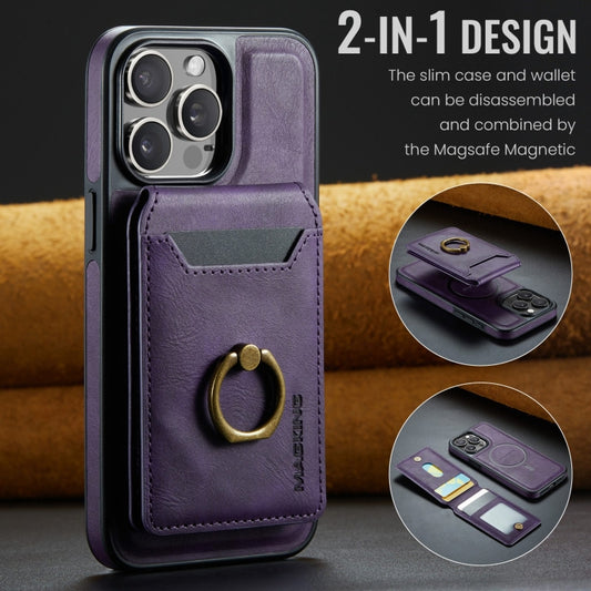 For iPhone 15 Plus MAGKING K1 MagSafe Detachable Wallet RFID Back Cover Phone Case(Purple) by MAGKING