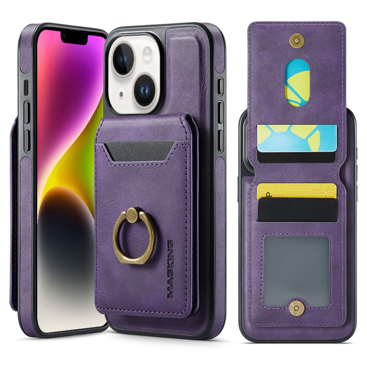 For iPhone 14 MAGKING K1 MagSafe Detachable Wallet RFID Back Cover Phone Case(Purple) - iPhone 14 Cases by MAGKING | Online Shopping UK | buy2fix