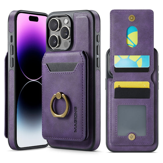 For iPhone 14 Pro MAGKING K1 MagSafe Detachable Wallet RFID Back Cover Phone Case(Purple) - iPhone 14 Pro Cases by MAGKING | Online Shopping UK | buy2fix