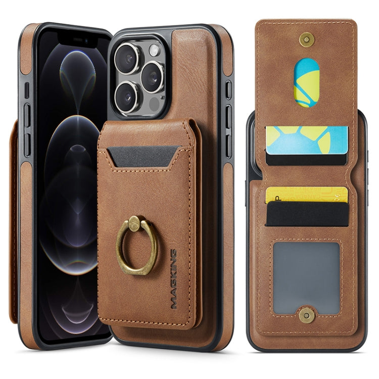 For iPhone 12 Pro MAGKING K1 MagSafe Detachable Wallet RFID Back Cover Phone Case(Brown) - iPhone 12 / 12 Pro Cases by MAGKING | Online Shopping UK | buy2fix