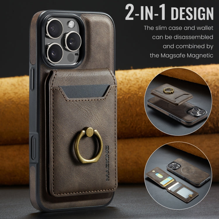 For iPhone 16 Pro MAGKING K1 MagSafe Detachable Wallet RFID Back Cover Phone Case(Coffee) - iPhone 16 Pro Cases by MAGKING | Online Shopping UK | buy2fix