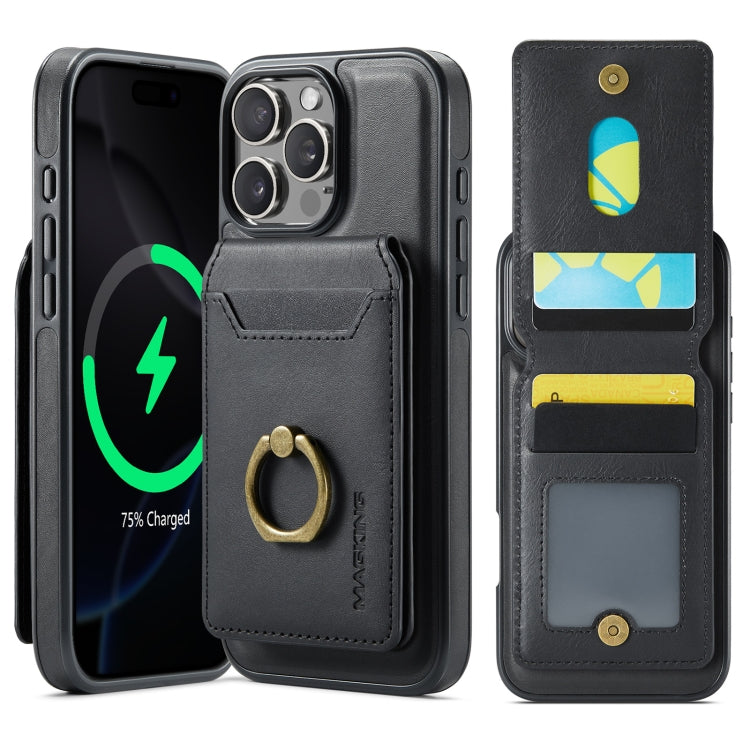 For iPhone 16 Pro MAGKING K1 MagSafe Detachable Wallet RFID Back Cover Phone Case(Black) - iPhone 16 Pro Cases by MAGKING | Online Shopping UK | buy2fix