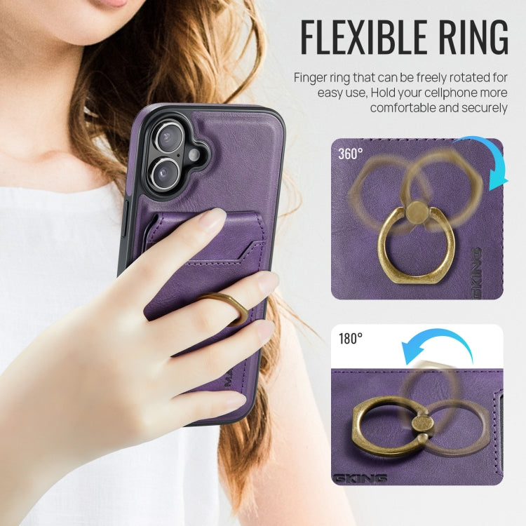 For iPhone 16 Plus MAGKING K1 MagSafe Detachable Wallet RFID Back Cover Phone Case(Purple) - iPhone 16 Plus Cases by MAGKING | Online Shopping UK | buy2fix