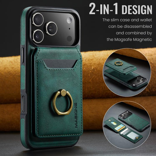 For iPhone 17 Pro Max MAGKING K1 MagSafe Detachable Wallet RFID Back Cover Phone Case(Green) - iPhone 17 Pro Max Cases by MAGKING | Online Shopping UK | buy2fix