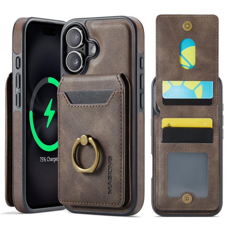 For iPhone 17 MAGKING K1 MagSafe Detachable Wallet RFID Back Cover Phone Case(Coffee) - iPhone 17 Cases by MAGKING | Online Shopping UK | buy2fix