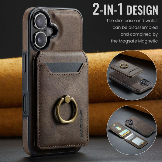 For iPhone 17 MAGKING K1 MagSafe Detachable Wallet RFID Back Cover Phone Case(Coffee) - iPhone 17 Cases by MAGKING | Online Shopping UK | buy2fix
