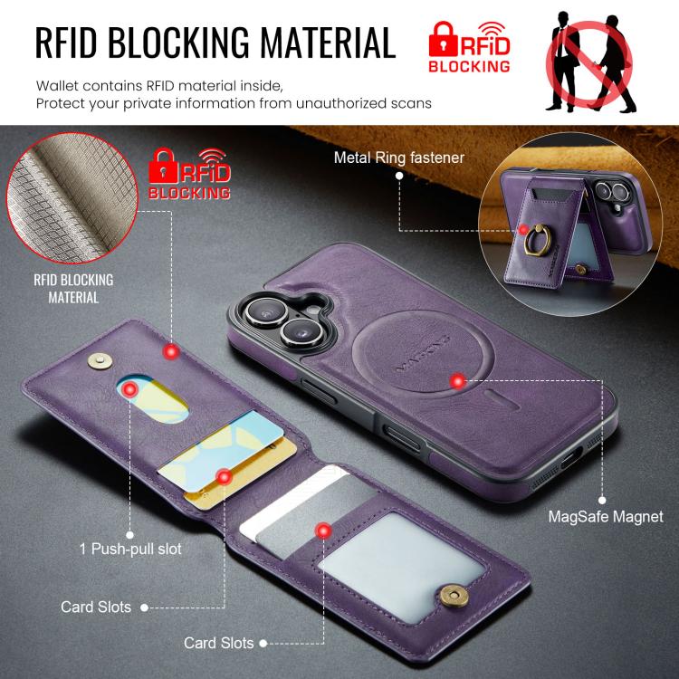 For iPhone 17 MAGKING K1 MagSafe Detachable Wallet RFID Back Cover Phone Case(Purple) - iPhone 17 Cases by MAGKING | Online Shopping UK | buy2fix