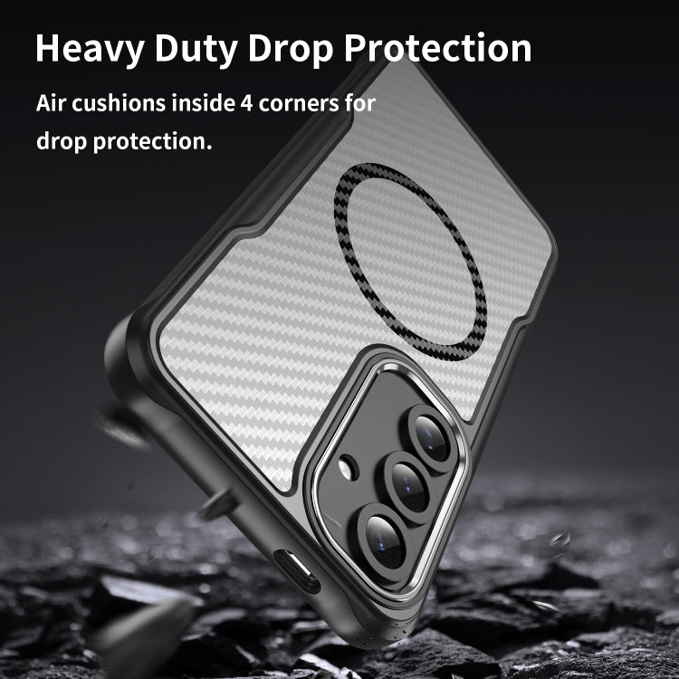 For Samsung Galaxy S24 FE 5G Carbon Fiber Texture MagSafe Translucent Phone Case(Black) by buy2fix