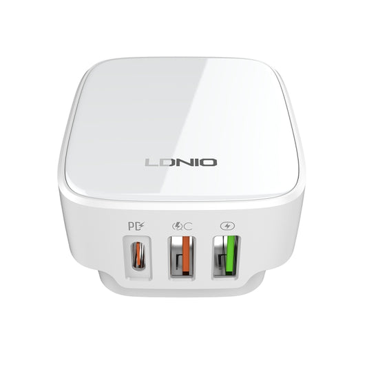LDNIO Q334 32W Type-C + Dual USB Port Charger with 1m 8 Pin Data Cable, Plug Type:US Plug(White) by LDNIO