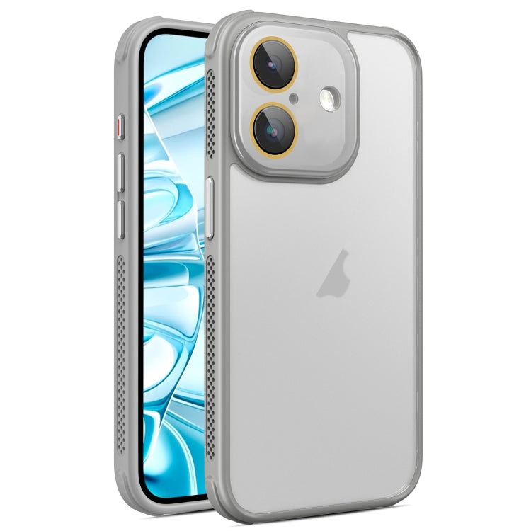 For iPhone 16 Plus Hardware Side Cooling Skin Feel Frosted Phone Case with Lens Film(Grey) - iPhone 16 Plus Cases by buy2fix | Online Shopping UK | buy2fix